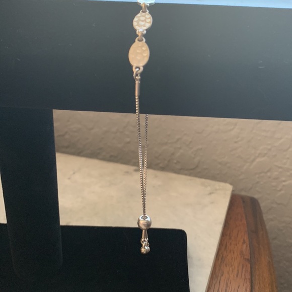 Silver Hammered Bracelet Silver Plated Adjustable Length Women’s - Picture 3 of 5